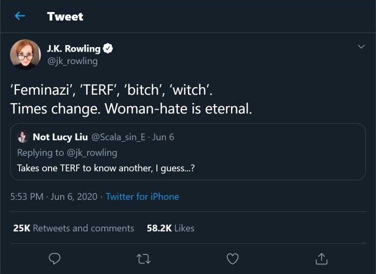 JK Rowling Tweet Woman-Hate
